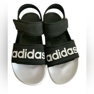 adidas Adilette Black and White Strappy Sport Sandals Womens SZ 9